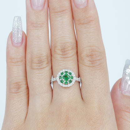 Turtlering リング 指輪 ハフエタ グリーンガーネット 0.56ct D0.44ct プラチナ900 鑑別書付