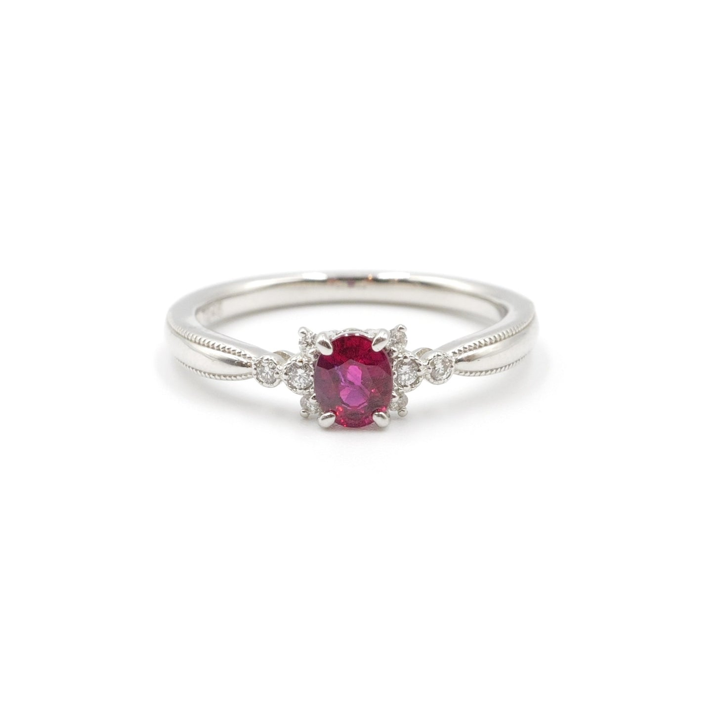 プラチナ Pt900 リング ルビー 非加熱 ノンオイル  GIA 鑑別書有り 11.5号