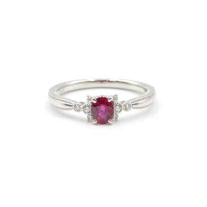プラチナ Pt900 リング ルビー 非加熱 ノンオイル  GIA 鑑別書有り 11.5号