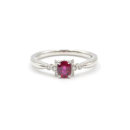 プラチナ Pt900 リング ルビー 非加熱 ノンオイル  GIA 鑑別書有り 11.5号