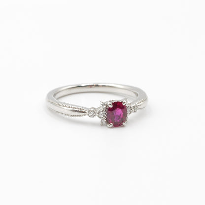 プラチナ Pt900 リング ルビー 非加熱 ノンオイル  GIA 鑑別書有り 11.5号