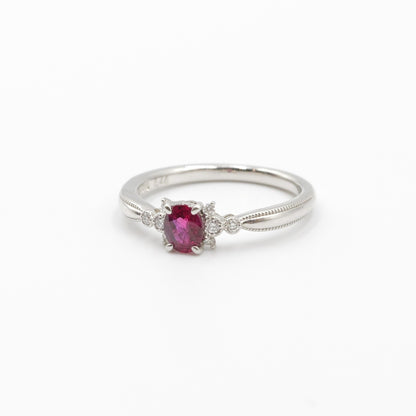 プラチナ Pt900 リング ルビー 非加熱 ノンオイル  GIA 鑑別書有り 11.5号