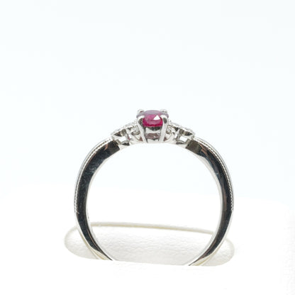 プラチナ Pt900 リング ルビー 非加熱 ノンオイル  GIA 鑑別書有り 11.5号