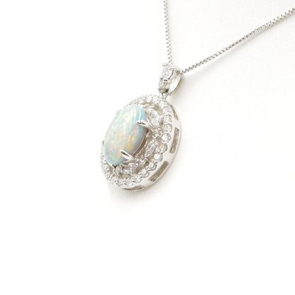 プラチナ Pt950 ペンダント 赤斑 ブラックオパール ネックレス Pt850
