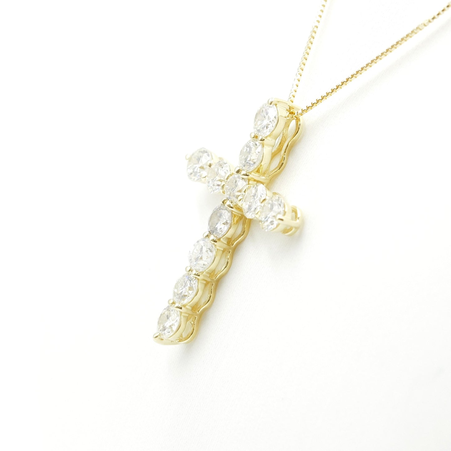 イエローゴールド K18 ペンダント ダイヤモンド クロス ネックレス