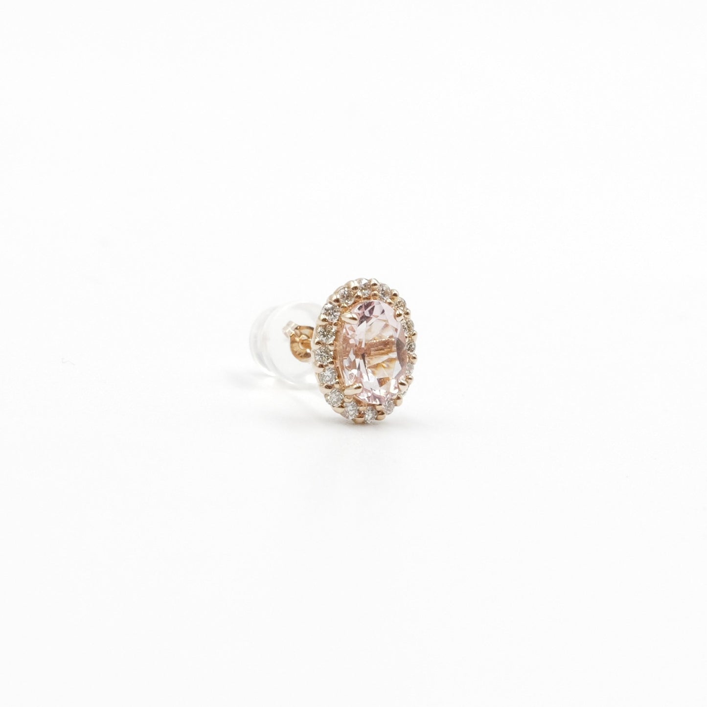 モルガナイト 0.7ct ×2 取り巻きダイヤモンド 0.13ct ×2 K18 ピンクゴールド ピアス