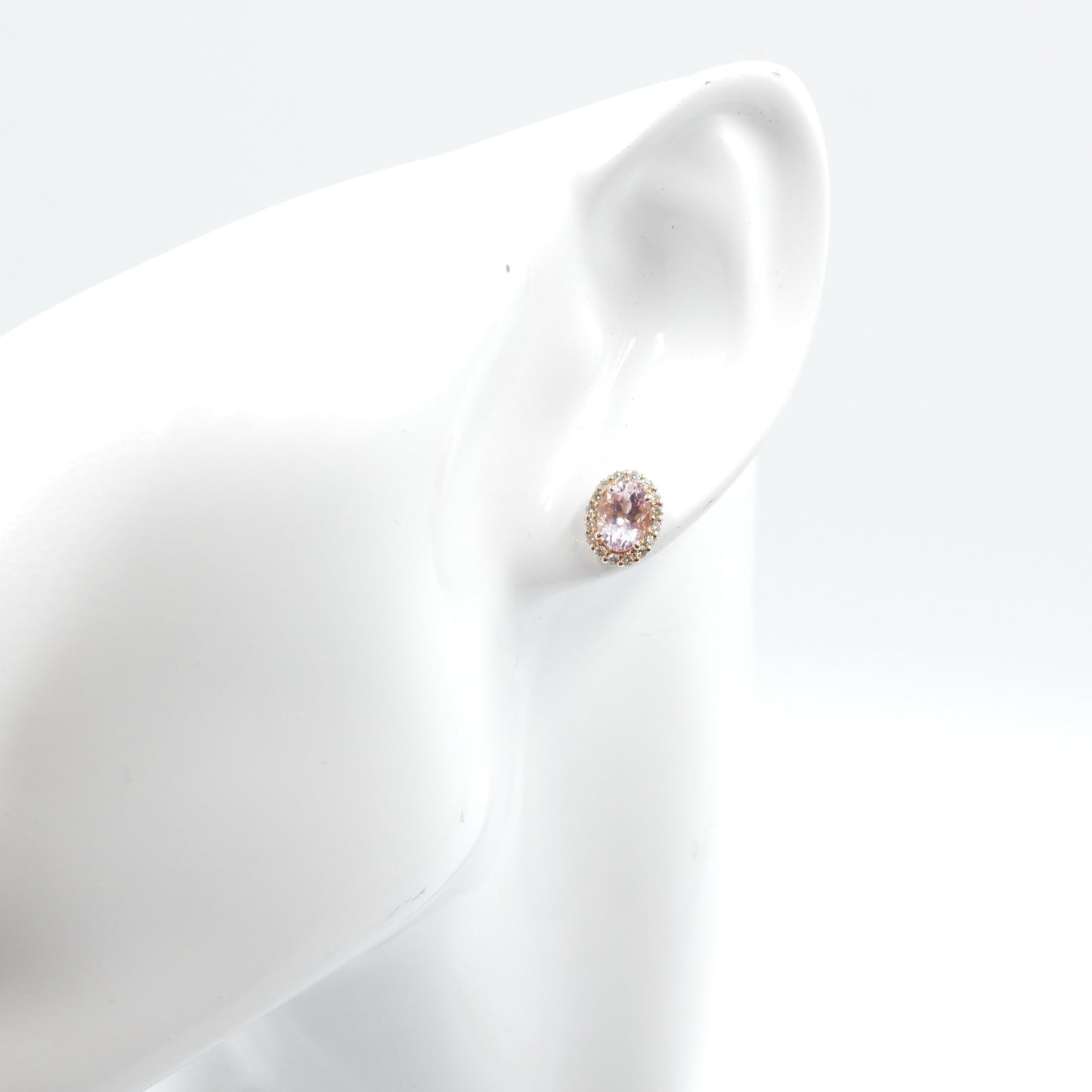 モルガナイト 0.7ct ×2 取り巻きダイヤモンド 0.13ct ×2 K18 ピンクゴールド ピアス