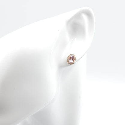 モルガナイト 0.7ct ×2 取り巻きダイヤモンド 0.13ct ×2 K18 ピンクゴールド ピアス