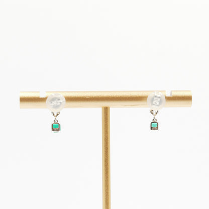 エメラルド 0.16ct 0.17ct  取り巻きダイヤモンド 0.02ct ×2 Pt900 プラチナ ドロップピアス