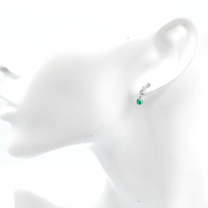 エメラルド 0.16ct 0.17ct  取り巻きダイヤモンド 0.02ct ×2 Pt900 プラチナ ドロップピアス