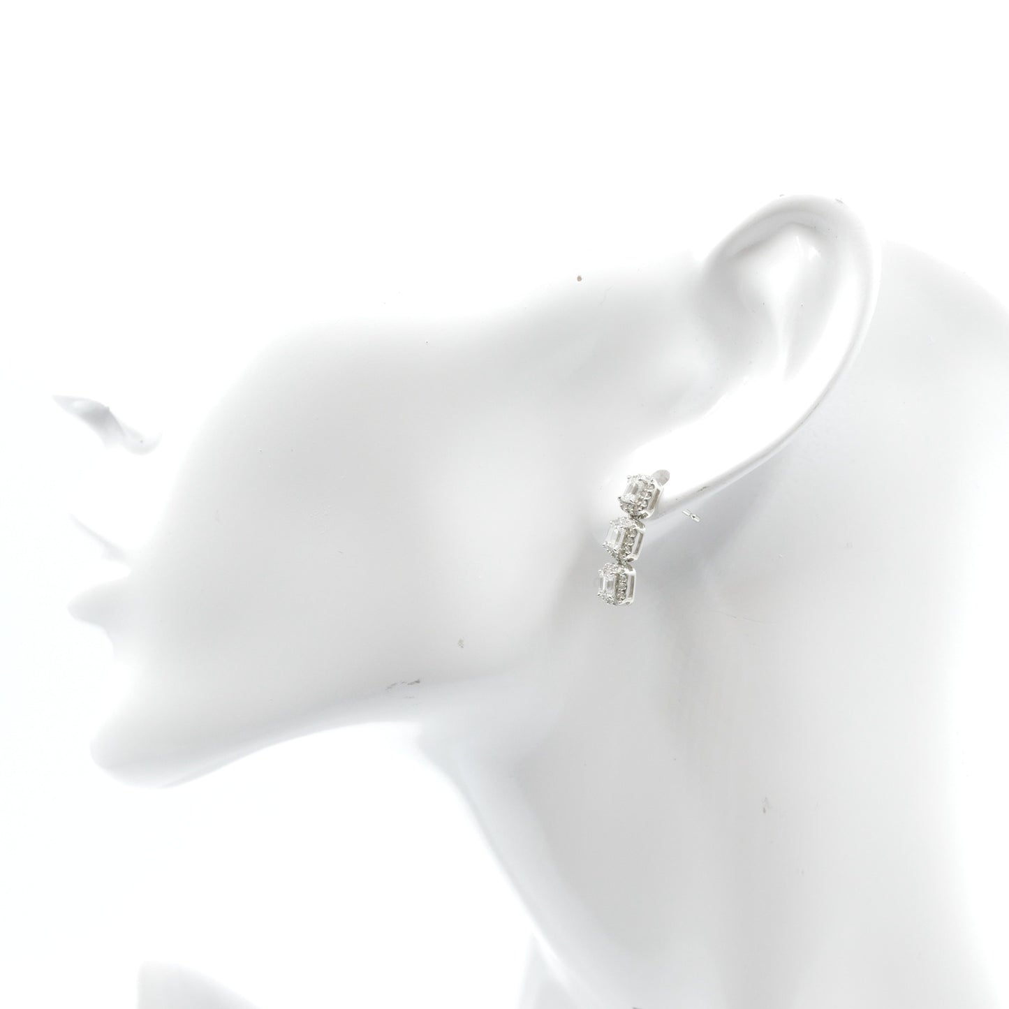 ダイヤモンド 0.55ct ×2 取り巻きダイヤモンド 0.17ct ×2 Pt900 プラチナ ドロップピアス