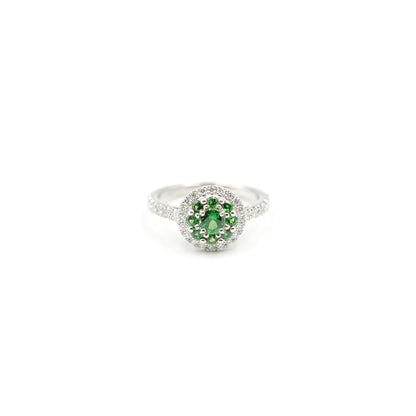Turtlering リング 指輪 ハフエタ グリーンガーネット 0.56ct D0.44ct プラチナ900 鑑別書付