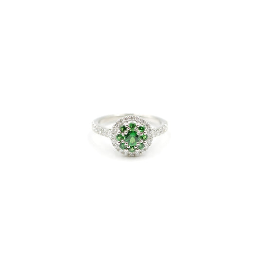 Turtlering リング 指輪 ハフエタ グリーンガーネット 0.56ct D0.44ct プラチナ900 鑑別書付