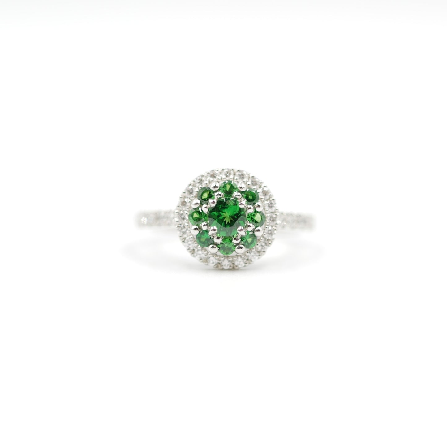 Turtlering リング 指輪 ハフエタ グリーンガーネット 0.56ct D0.44ct プラチナ900 鑑別書付