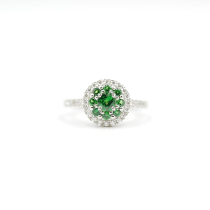 Turtlering リング 指輪 ハフエタ グリーンガーネット 0.56ct D0.44ct プラチナ900 鑑別書付