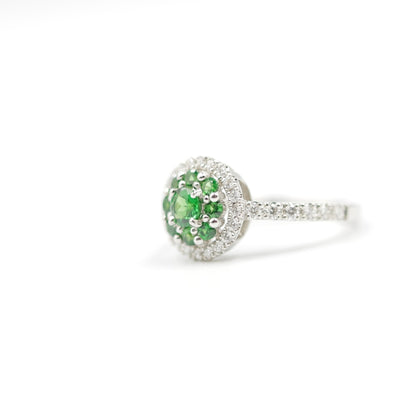 Turtlering リング 指輪 ハフエタ グリーンガーネット 0.56ct D0.44ct プラチナ900 鑑別書付