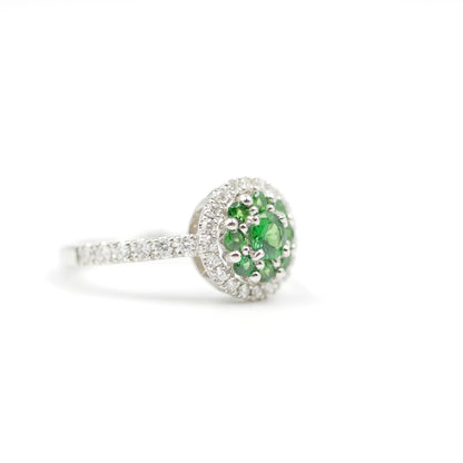 Turtlering リング 指輪 ハフエタ グリーンガーネット 0.56ct D0.44ct プラチナ900 鑑別書付