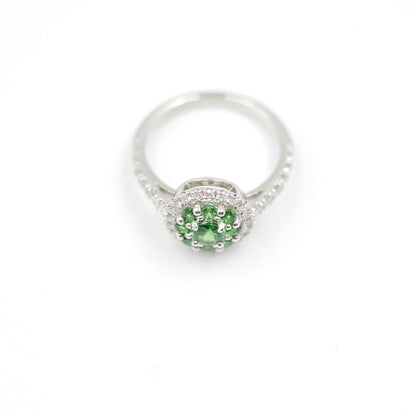 Turtlering リング 指輪 ハフエタ グリーンガーネット 0.56ct D0.44ct プラチナ900 鑑別書付
