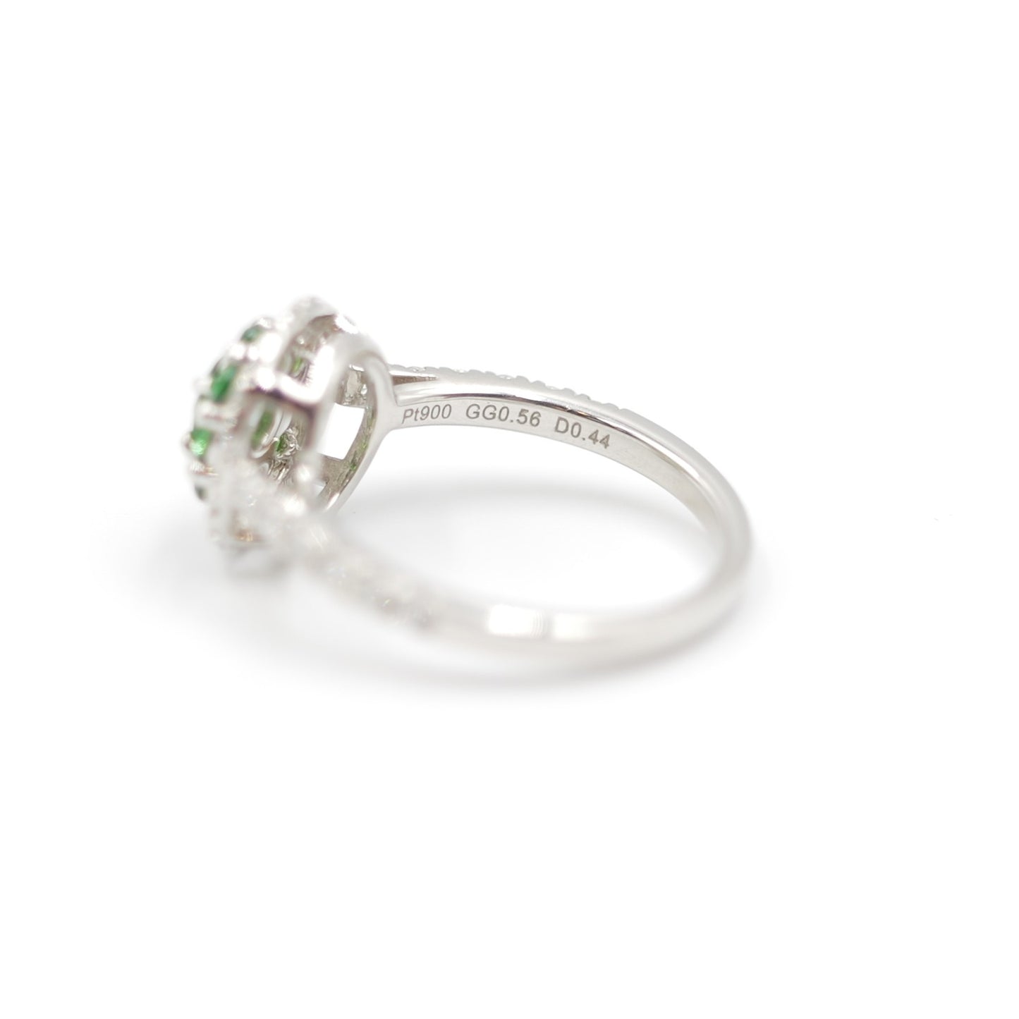 Turtlering リング 指輪 ハフエタ グリーンガーネット 0.56ct D0.44ct プラチナ900 鑑別書付