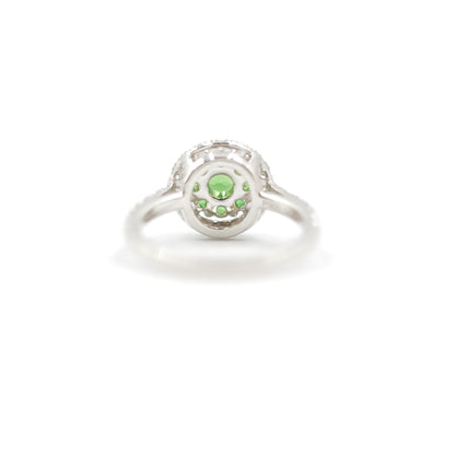 Turtlering リング 指輪 ハフエタ グリーンガーネット 0.56ct D0.44ct プラチナ900 鑑別書付
