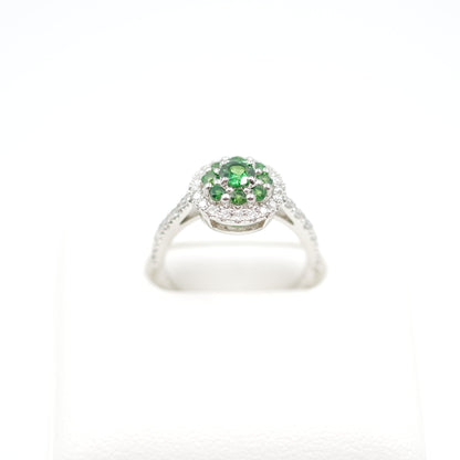 Turtlering リング 指輪 ハフエタ グリーンガーネット 0.56ct D0.44ct プラチナ900 鑑別書付