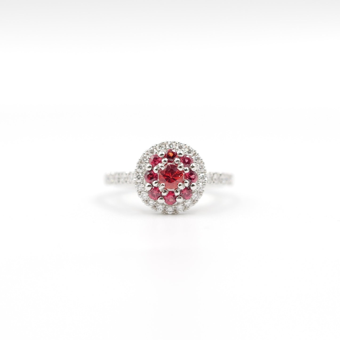 Turtlering リング 指輪 ハフエタ オレンジサファイア 0.56ct D0.44ct プラチナ900 鑑別書付