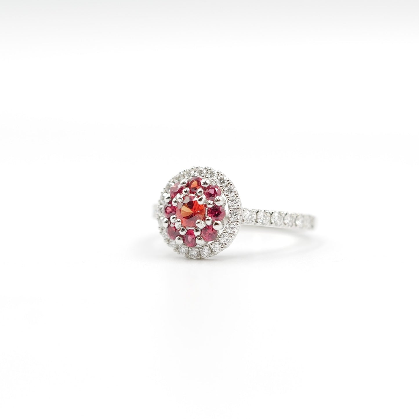 Turtlering リング 指輪 ハフエタ オレンジサファイア 0.56ct D0.44ct プラチナ900 鑑別書付