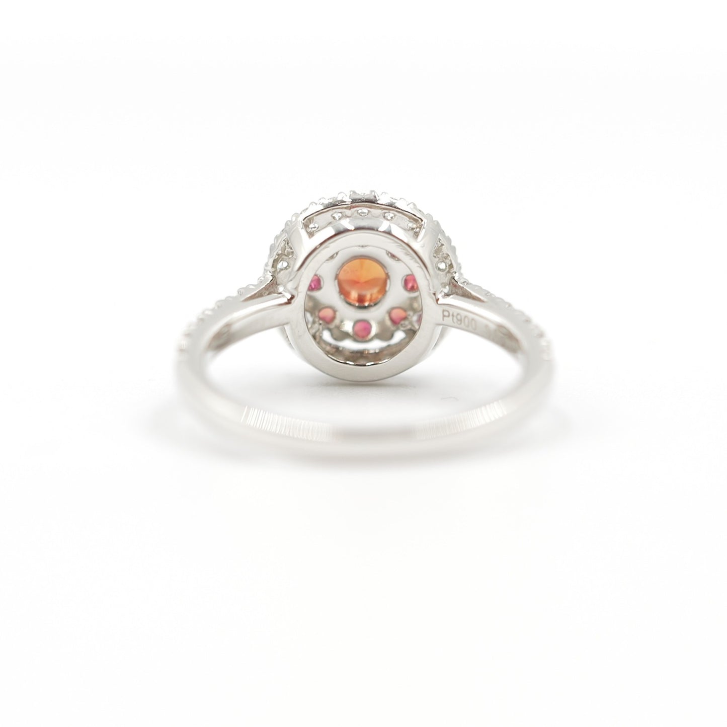 Turtlering リング 指輪 ハフエタ オレンジサファイア 0.56ct D0.44ct プラチナ900 鑑別書付