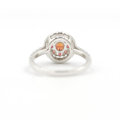 Turtlering リング 指輪 ハフエタ オレンジサファイア 0.56ct D0.44ct プラチナ900 鑑別書付