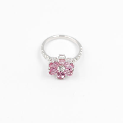 フラワーリング 指輪 ハフエタ  ピンクトルマリン 1.76ct D0.38ct プラチナ900 鑑別書付