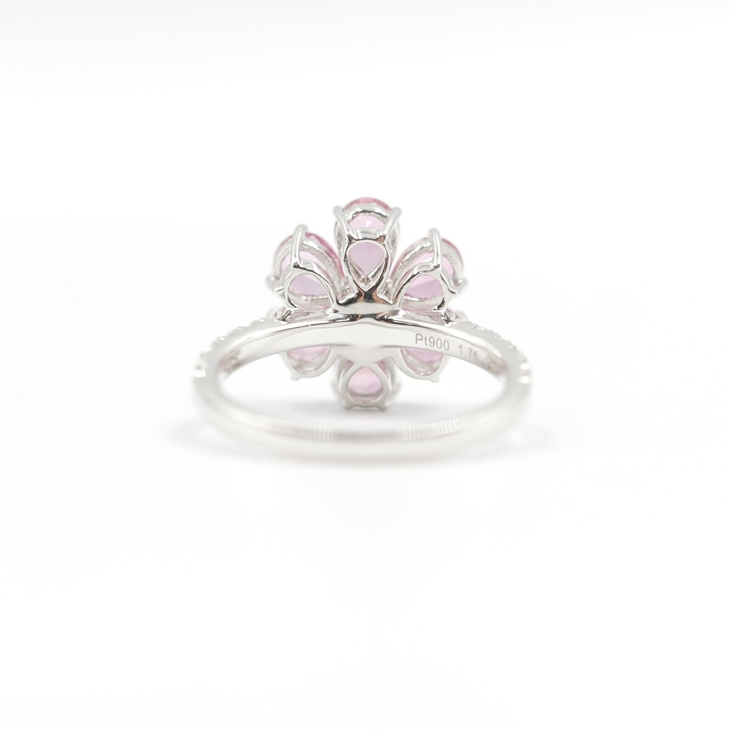 フラワーリング 指輪 ハフエタ  ピンクトルマリン 1.76ct D0.38ct プラチナ900 鑑別書付