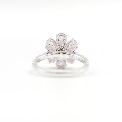 フラワーリング 指輪 ハフエタ  ピンクトルマリン 1.76ct D0.38ct プラチナ900 鑑別書付