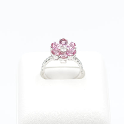 フラワーリング 指輪 ハフエタ  ピンクトルマリン 1.76ct D0.38ct プラチナ900 鑑別書付